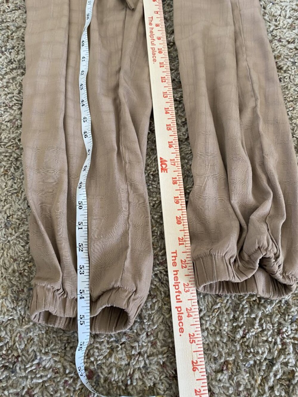 Carly Jean Los Angeles Beige Long Sleeve Jumpsuit L Lightweight Rayon Blend - Picture 9 of 9